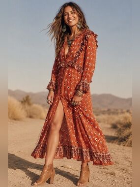 free people estelle chiffon maxi dress NEW Free People Estelle Chiffon Maxi Dress Size XS Z95-3